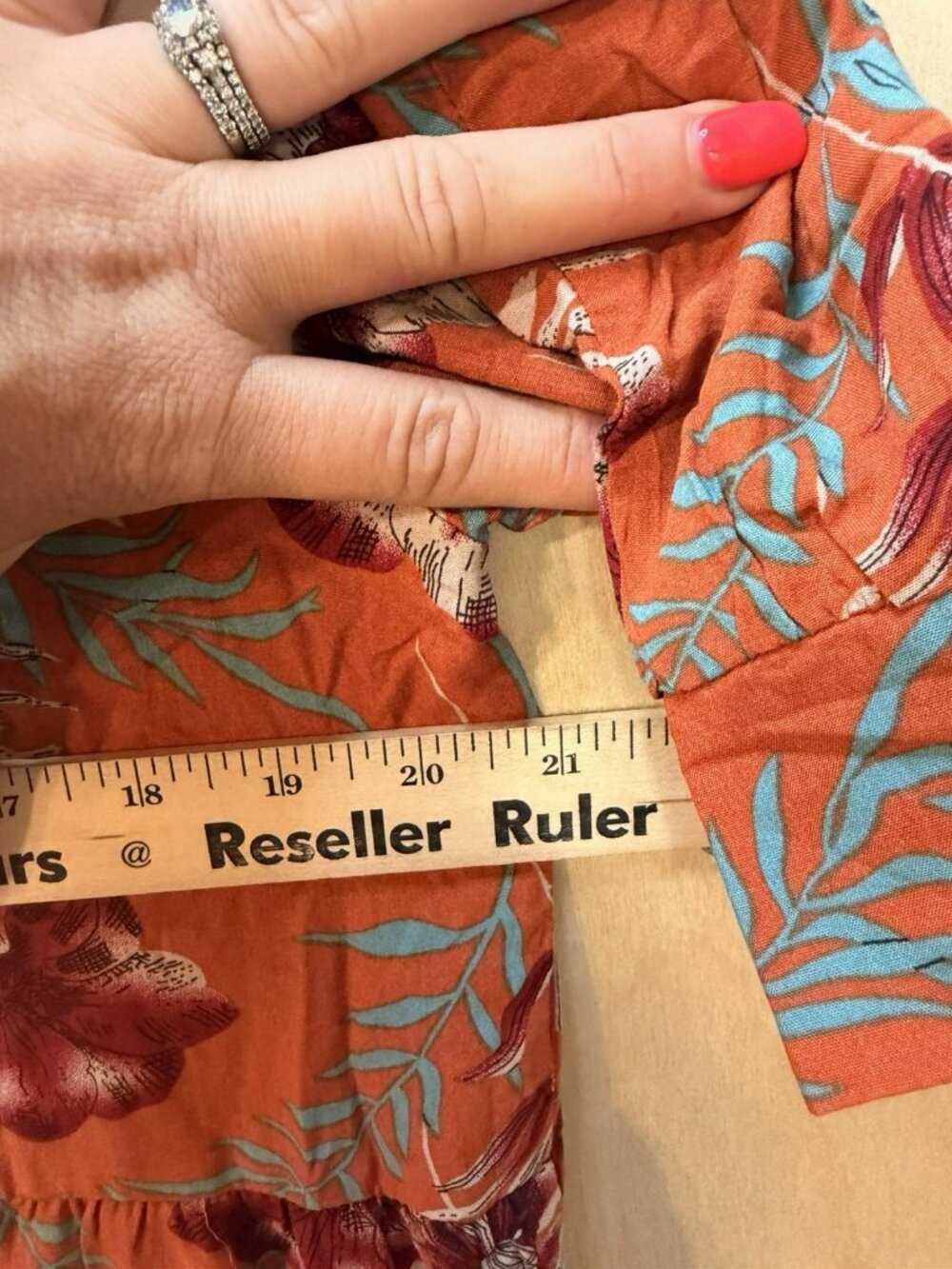 NWT Natural Life Floral Tiered Midi Dress Button Front Boho Women's Large Orange - Picture 6 of 7